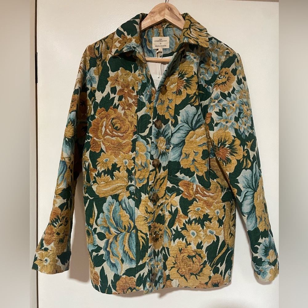 NWT Sezane Will Jacket Small in Garden Flowers Jacquard